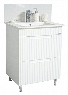 BASE AND WASHBASIN, SERIES 033, 60CM, WITH DRAWERS, RUSTIC WHITE