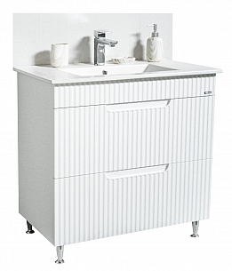 BASE AND WASHBASIN, SERIES 033, 80CM, WITH DRAWERS, RUSTIC WHITE