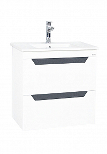 KIT MDF BASE AND WASHBASIN, SERIES 056 50CM, SUSPENDED WITH DRAWERS, WHITE ANTHRACIT