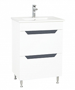 KIT MDF BASE AND WASHBASIN, SERIES 056 60CM, DRAWERS, WHTE ANTHRACIT