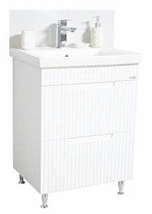BASE AND WASHBASIN, SERIES 733, 60CM, WITH DRAWERS, RUSTIC WHITE