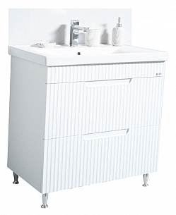 BASE AND WASHBASIN, SERIES 733, 80CM, WITH DRAWERS, RUSTIC WHITE
