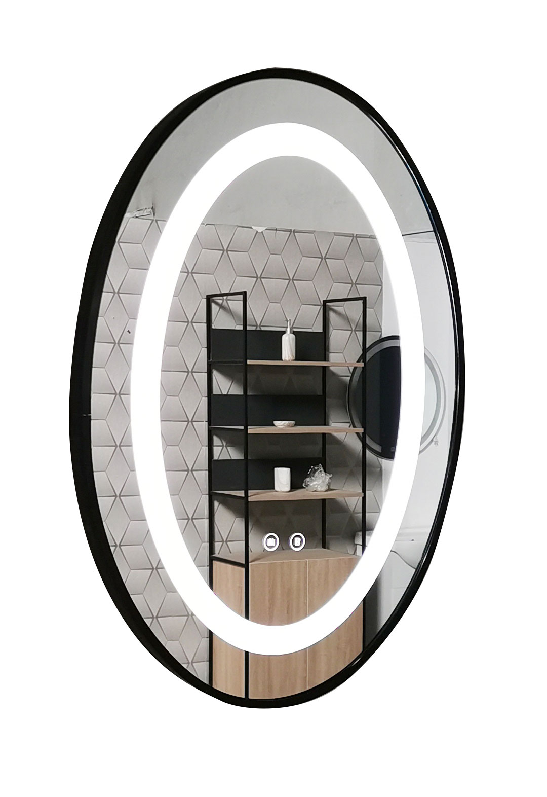 Oglindă cu iluminare LED și functie dezaburire, MD3,  50x70cm, ramă neagra