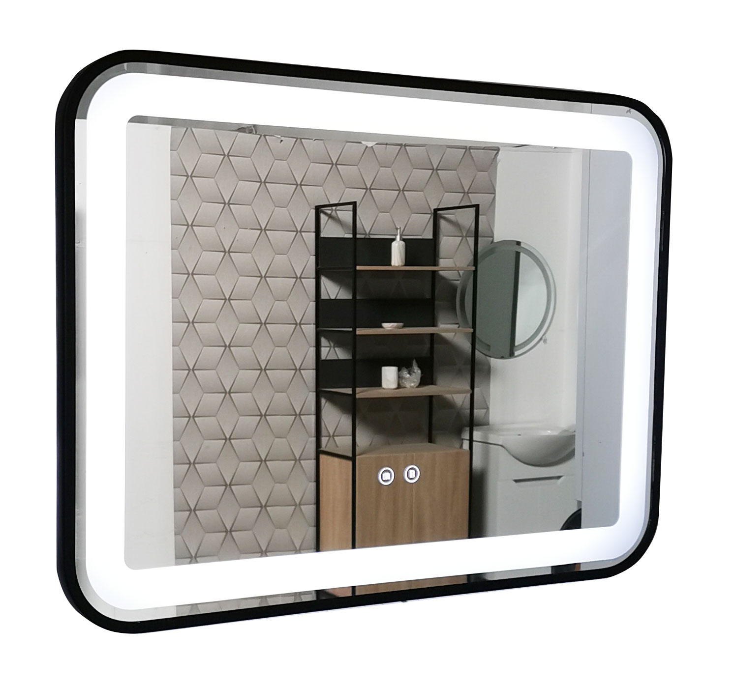 Oglindă cu iluminare LED și functie dezaburire, MD3,  80x60cm, ramă neagra