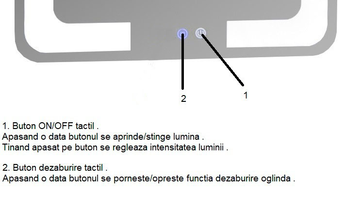 Oglindă cu iluminare LED și functie dezaburire, MD3, 80x60cm, ramă