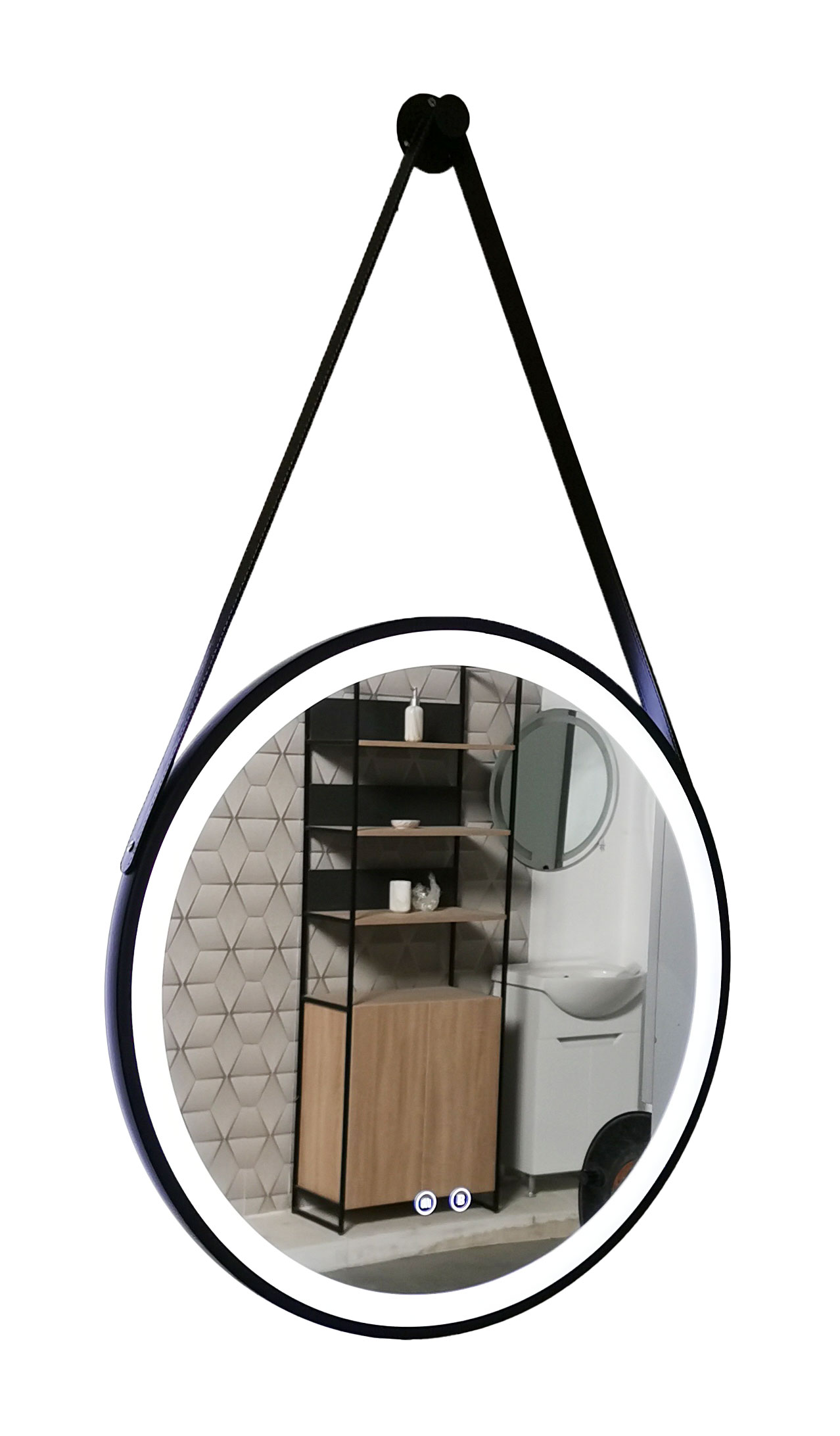 Oglindă cu iluminare LED și functie dezaburire, MD3, D60cm, ramă neagră