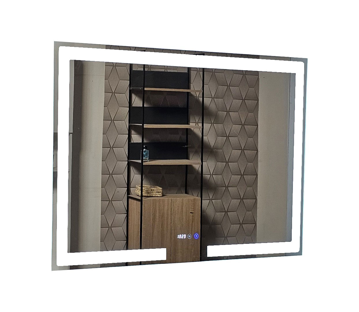 Oglindă cu iluminare LED, funcție dezaburire, ceas și termometru, MD1, 100 x 80cm