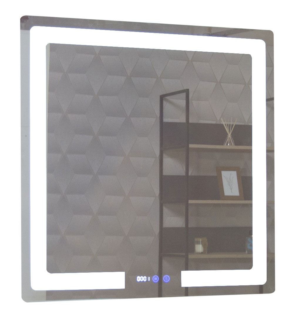 Oglindă cu iluminare LED, funcție dezaburire, ceas și termometru, MD1, 80x80cm