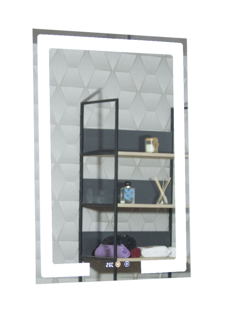 Oglindă cu iluminare LED, funcție dezaburire, ceas și termometru, MD1, 60x80cm