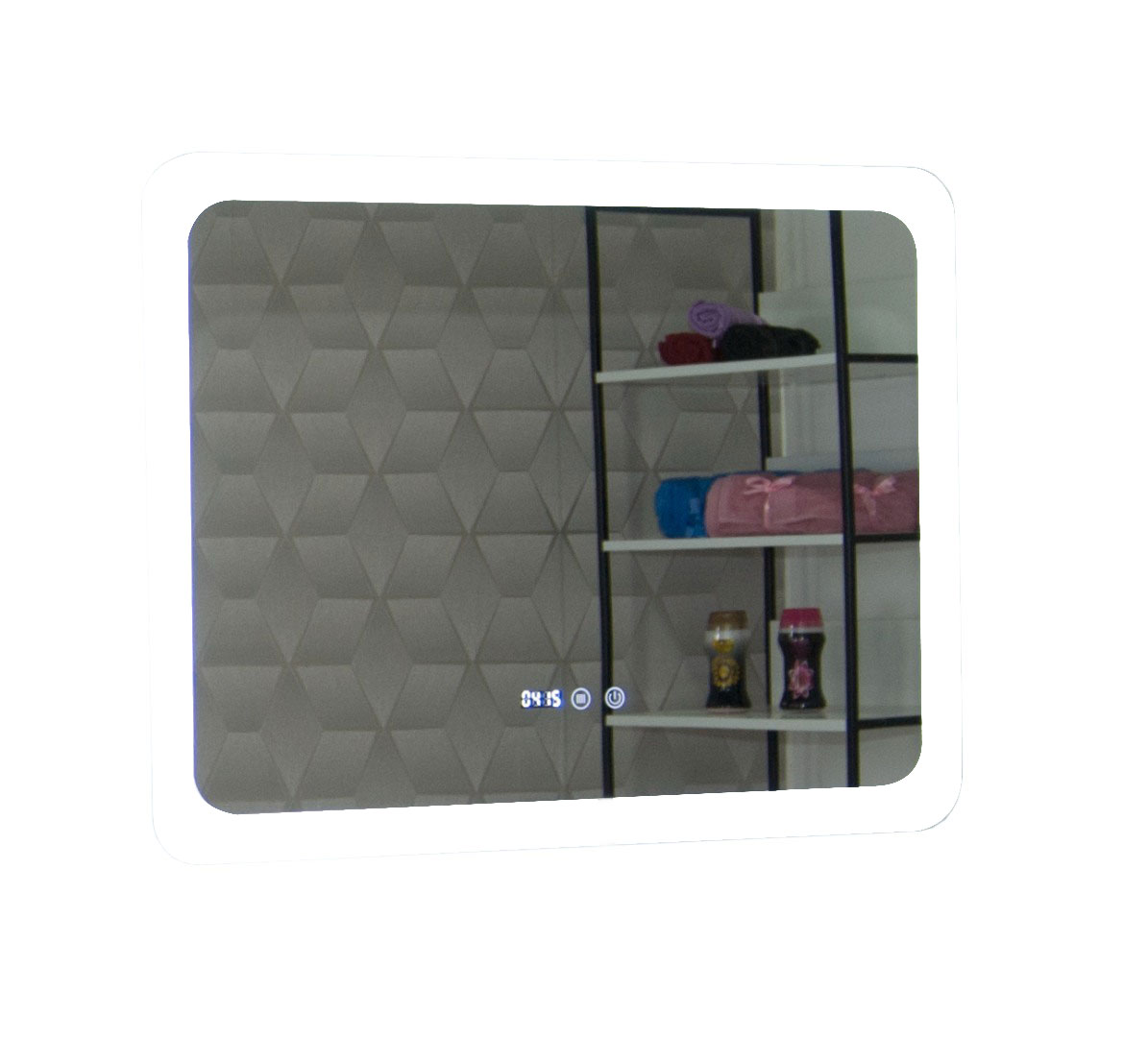 Oglindă cu iluminare LED, funcție dezaburire, ceas și termometru, MD2, 80x60cm