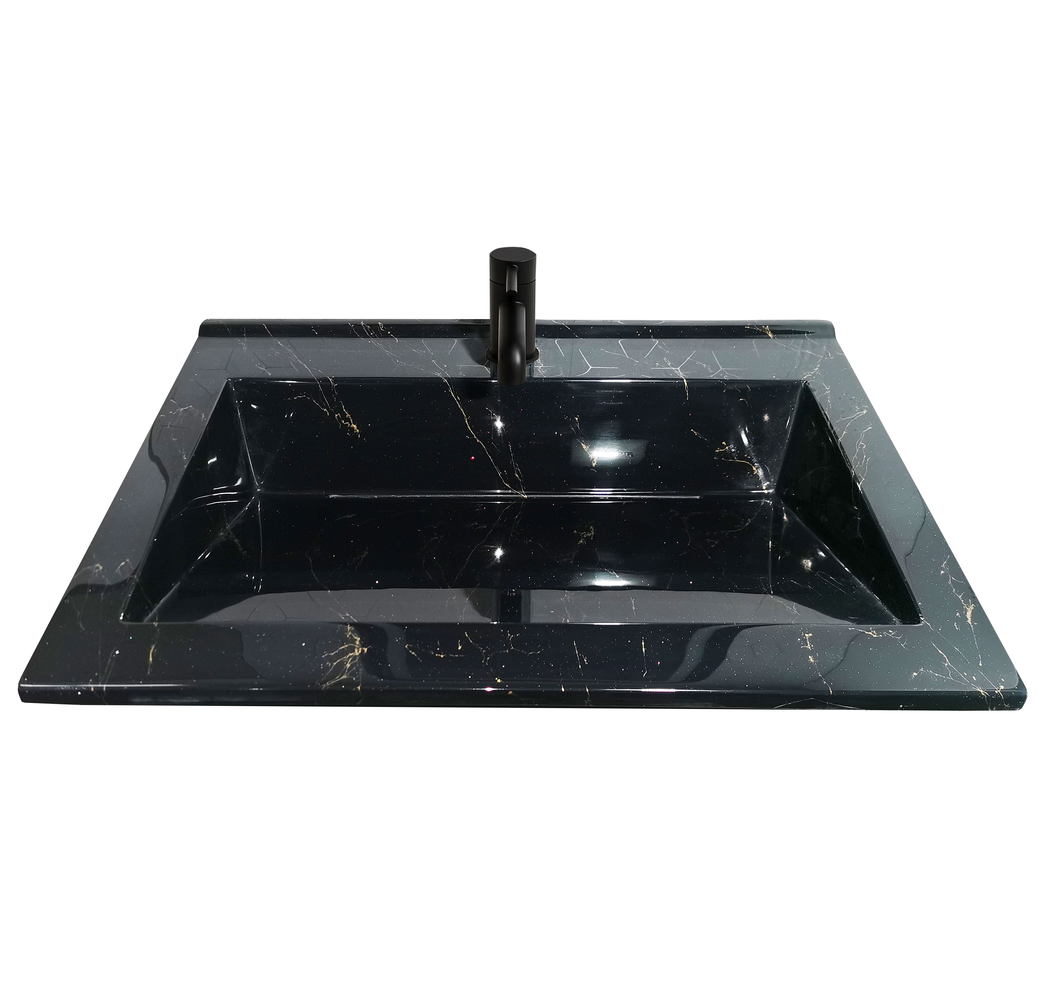 Chiuvetă Baie/Lavoar granit, Negru, 80x46cm