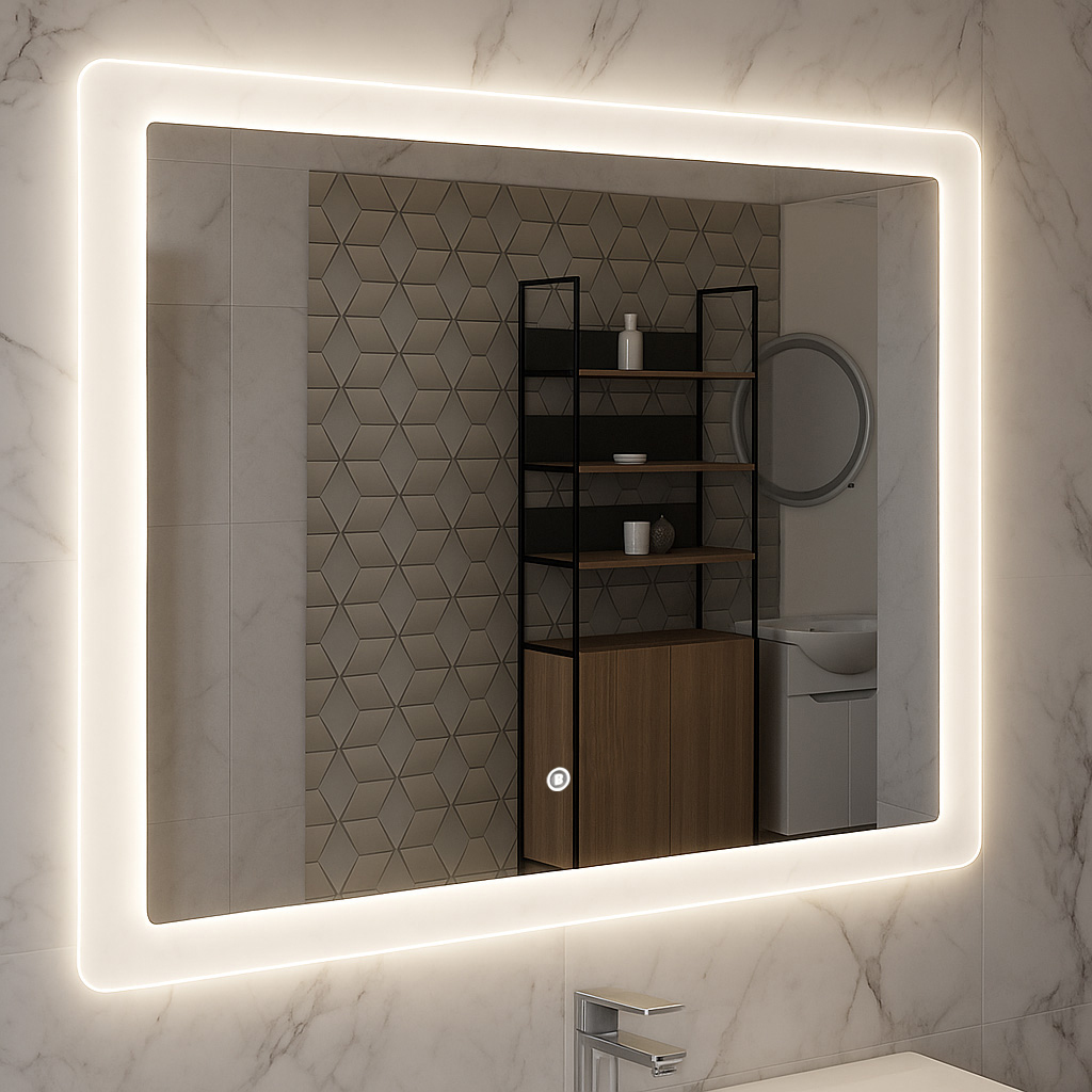 Oglindă cu iluminare LED și întrerupător touch, MD2, 80x60cm