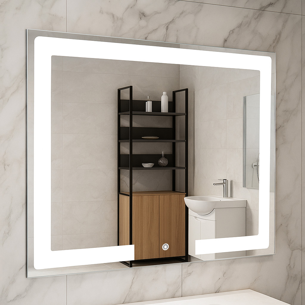 Oglindă cu iluminare LED și întrerupător touch, MD1, 80x60cm
