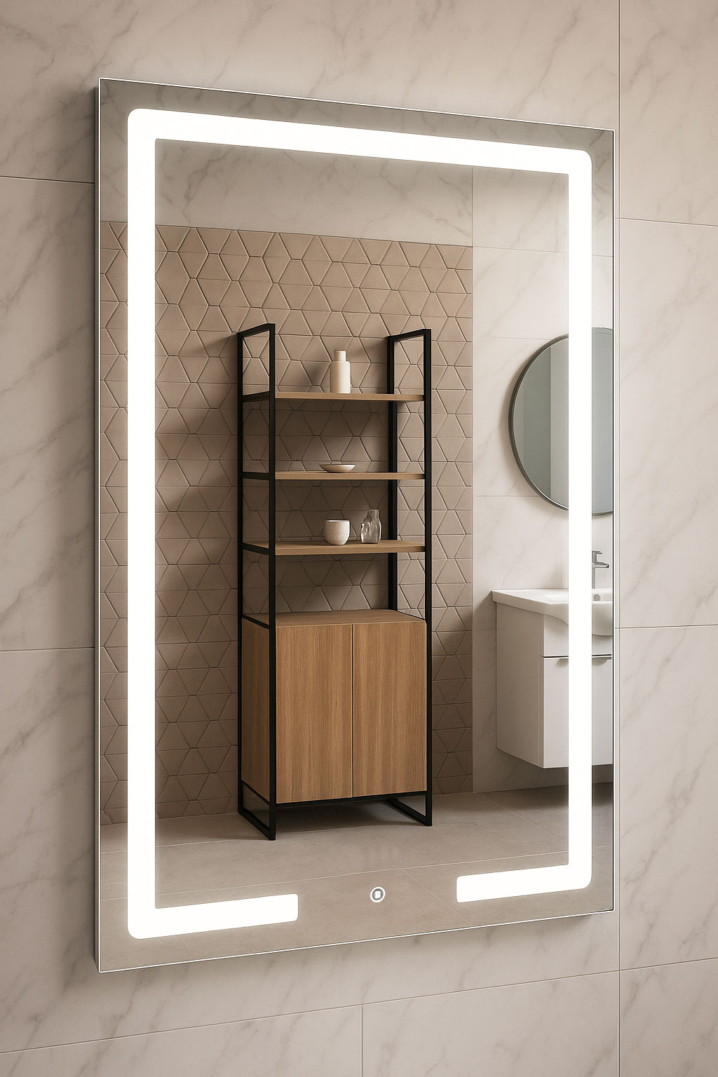 Oglindă cu iluminare LED și întrerupător touch, MD1, 60x80cm