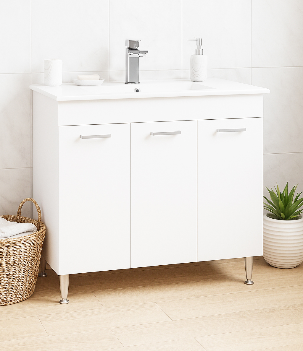 Mobilier baie Kit și lavoar, Seria 067, 80cm, Alb