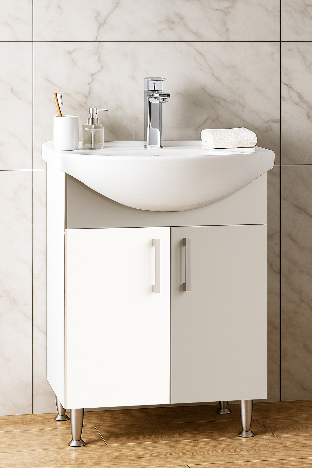Mobilier Baie eco și lavoar, Seria 001, 55cm, Taupe