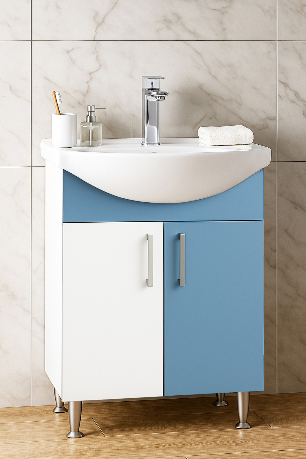 Mobilier Baie eco și lavoar, Seria 001, 55cm, Bleu
