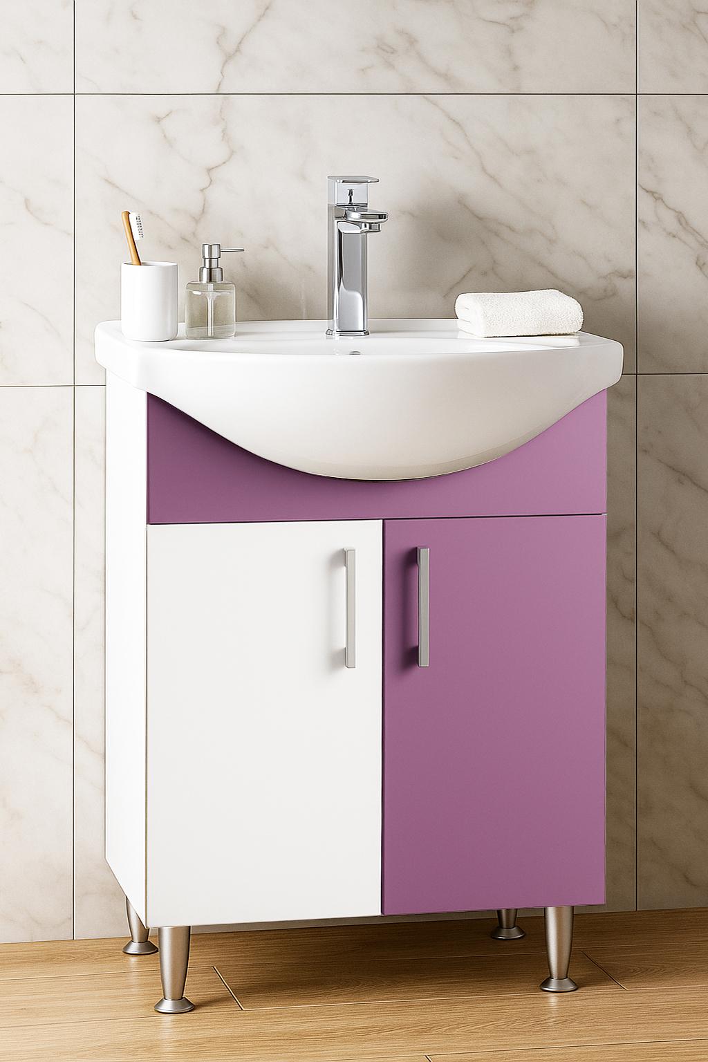 Mobilier Baie eco și lavoar, Seria 001, 55cm, Violet