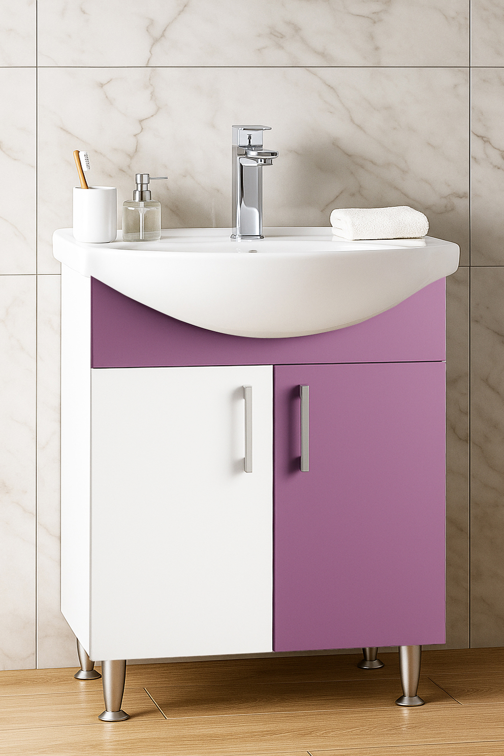 Mobilier Baie eco și lavoar, Seria 001, Montat, 60cm, Violet