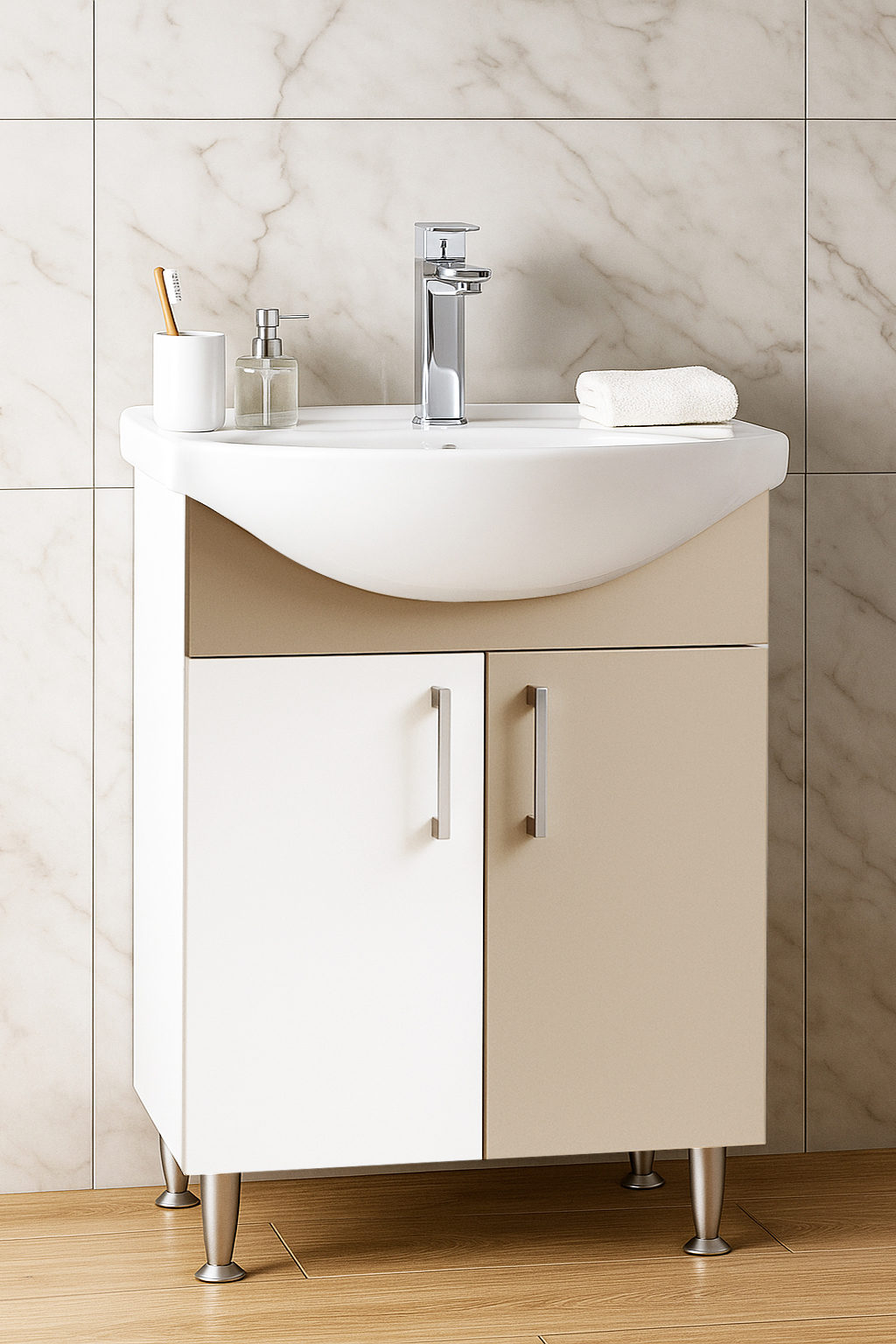 Mobilier Baie eco și lavoar, Seria 001, 55cm, Cappuccino