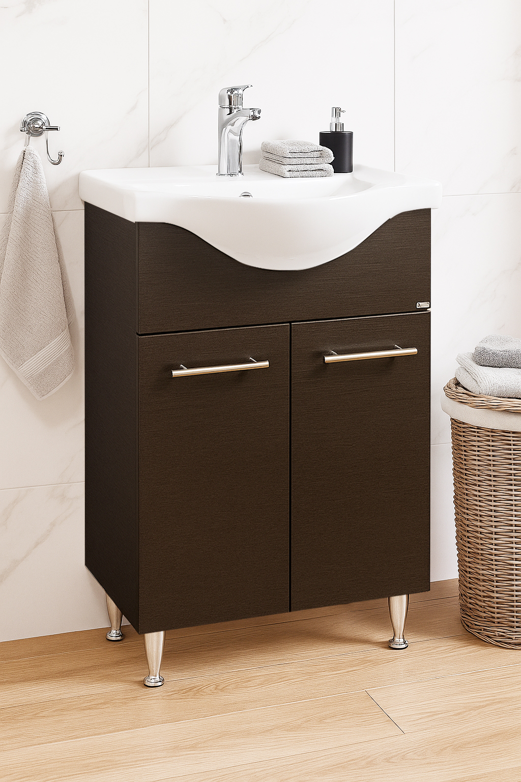 Mobilier Baie MDF și lavoar, Seria 153, 55cm, Wenge