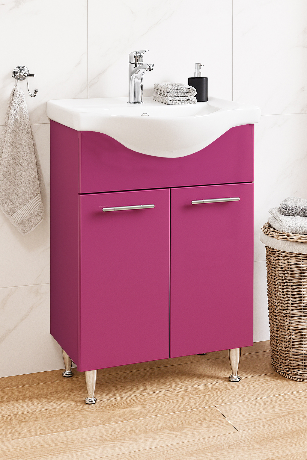 Mobilier Baie MDF și lavoar, Seria 153, 55cm, Violet