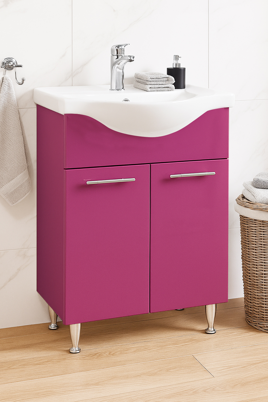 Mobilier Baie MDF și lavoar, Seria 153, 60cm, Violet