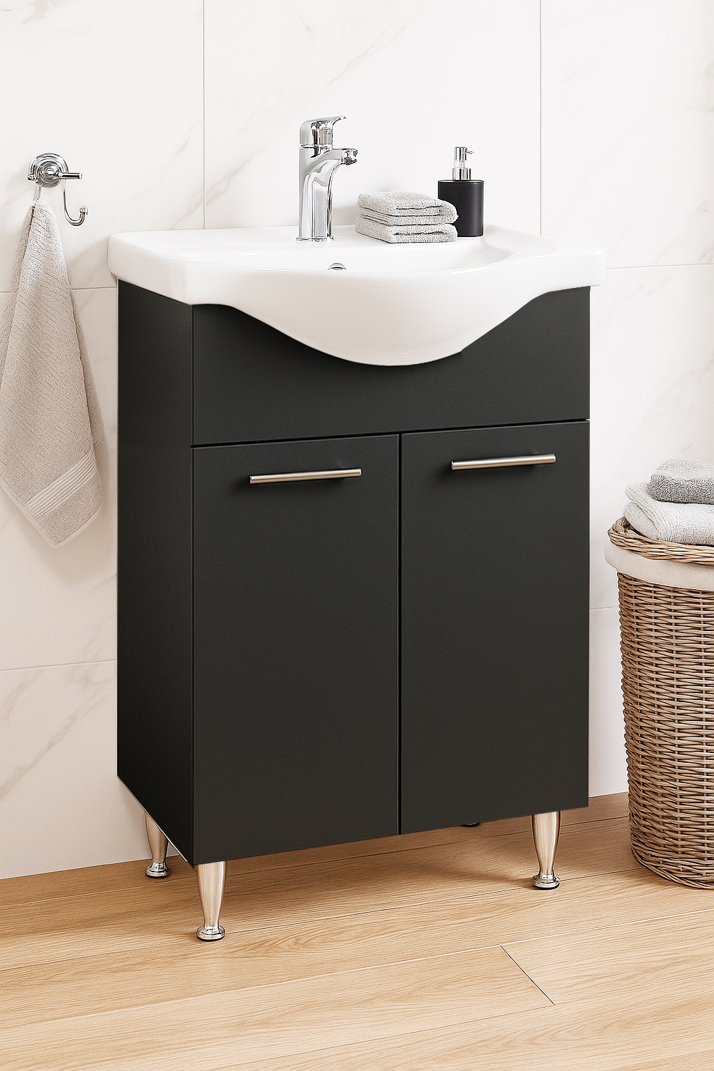 Mobilier Baie MDF și lavoar, Seria 153, 55cm, Antracit