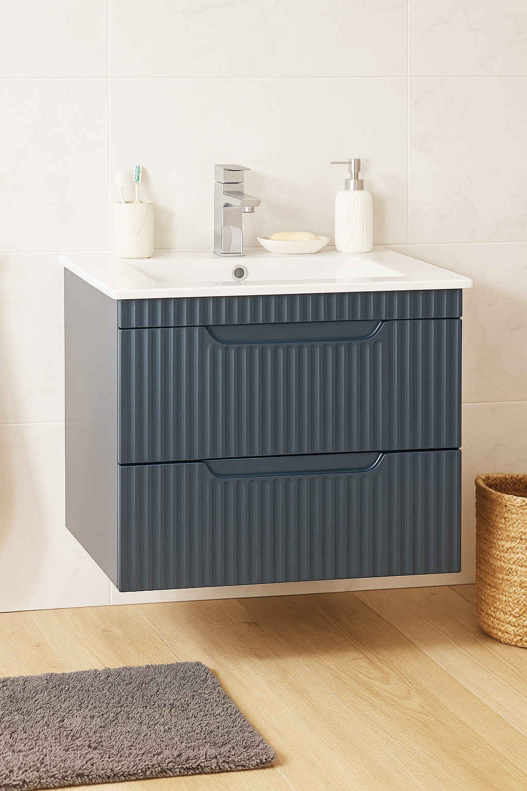 Mobilier Baie și lavoar, Seria 033, Suspendat, Sertare, 60cm, Antracit