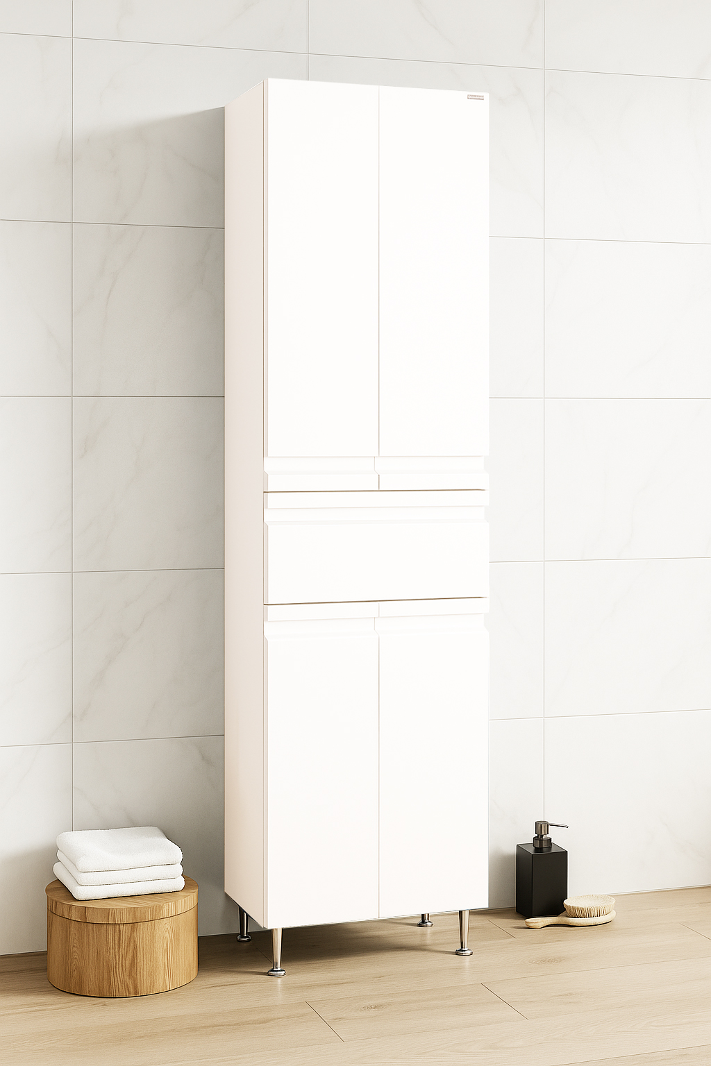 Dulap Baie înalt MDF, Seria 786, 50cm, Alb
