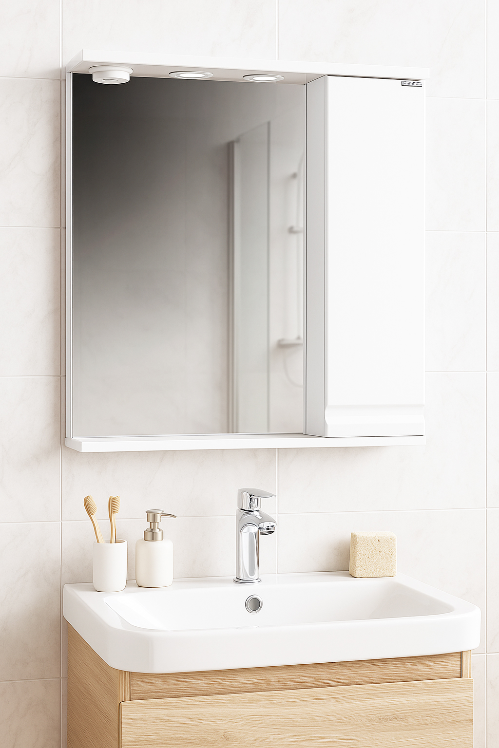 Oglindă MDF, Seria 786, 60cm, Alb