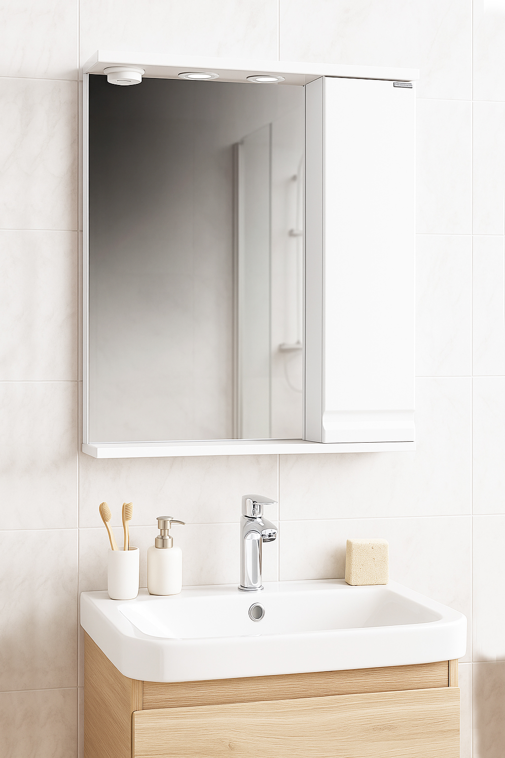 Oglindă MDF, Seria 786, 55cm, Alb