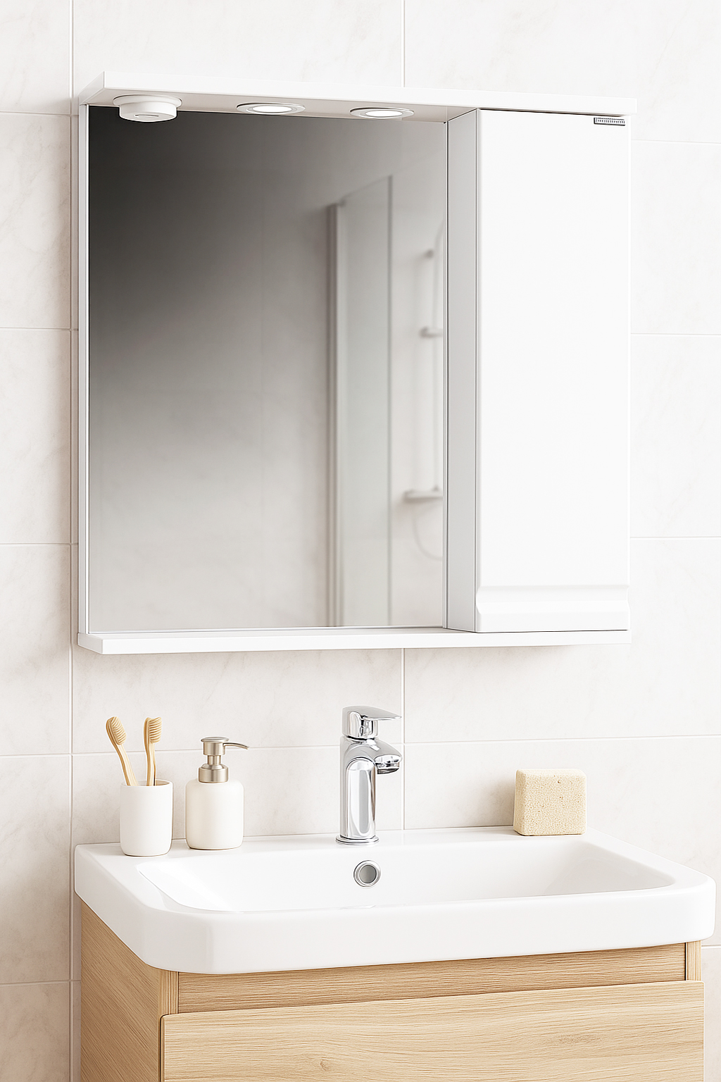 Oglindă MDF, Seria 786, 65cm, Alb
