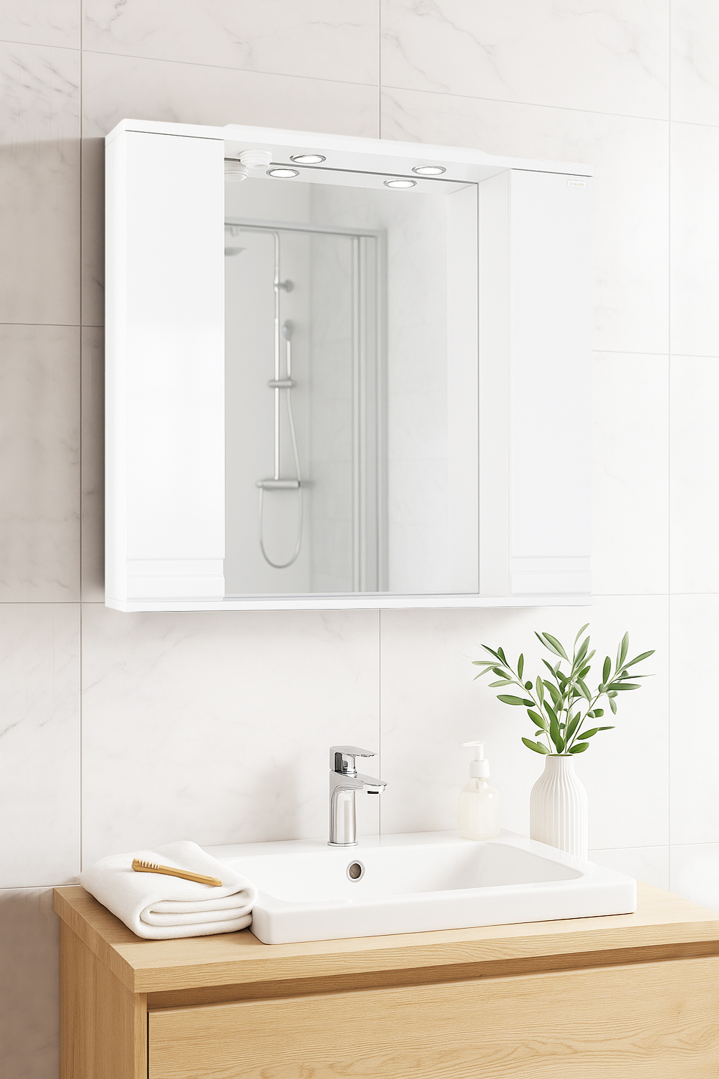 Oglindă MDF, Seria 786, 80cm, Alb