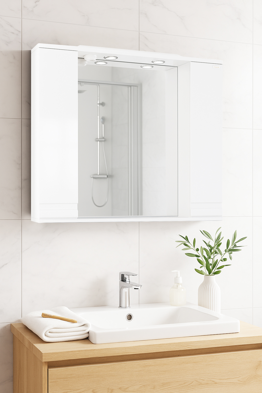 Oglindă MDF, Seria 786, 90cm, Alb