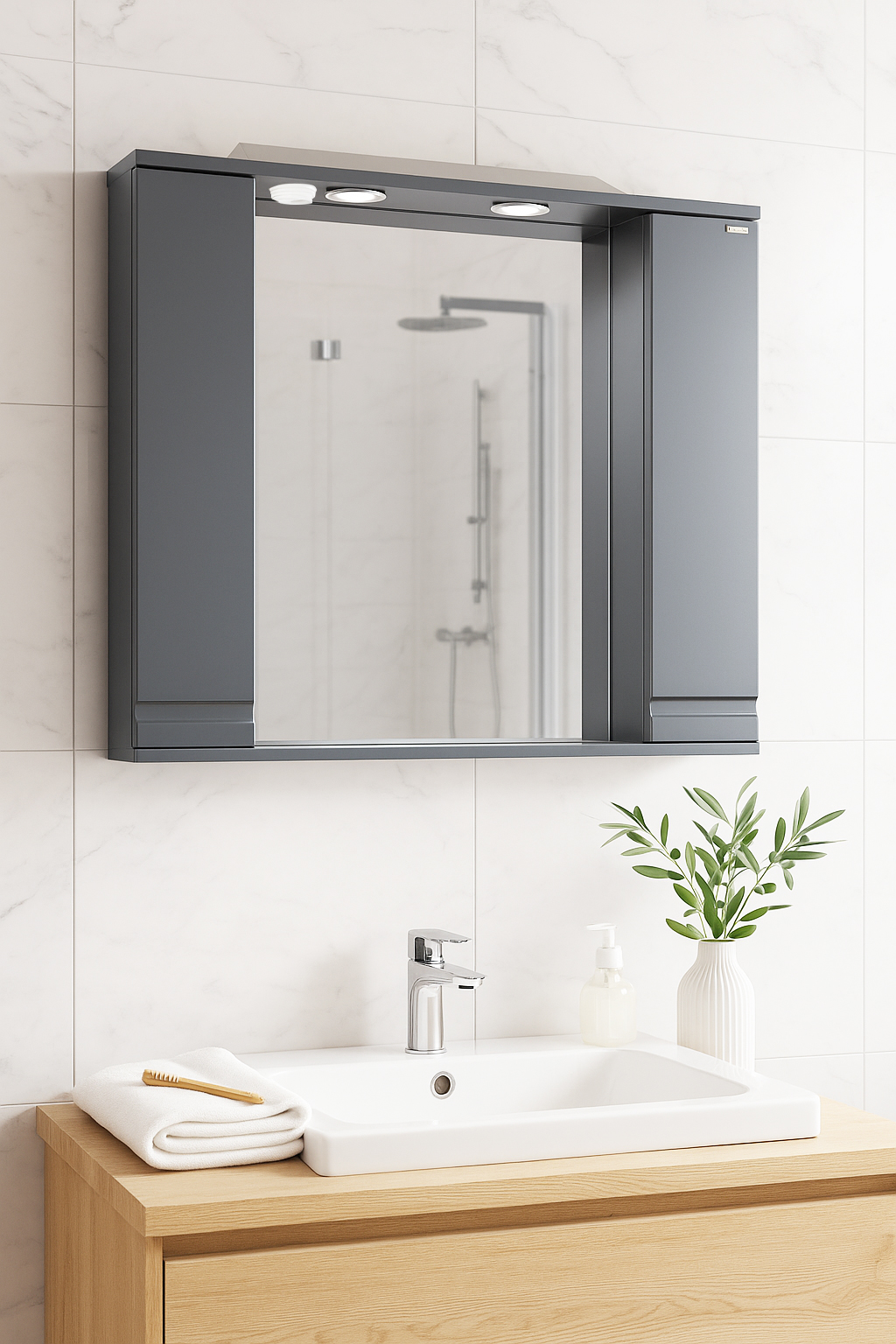 Oglindă MDF Kit, Seria 786, 90cm, Antracit