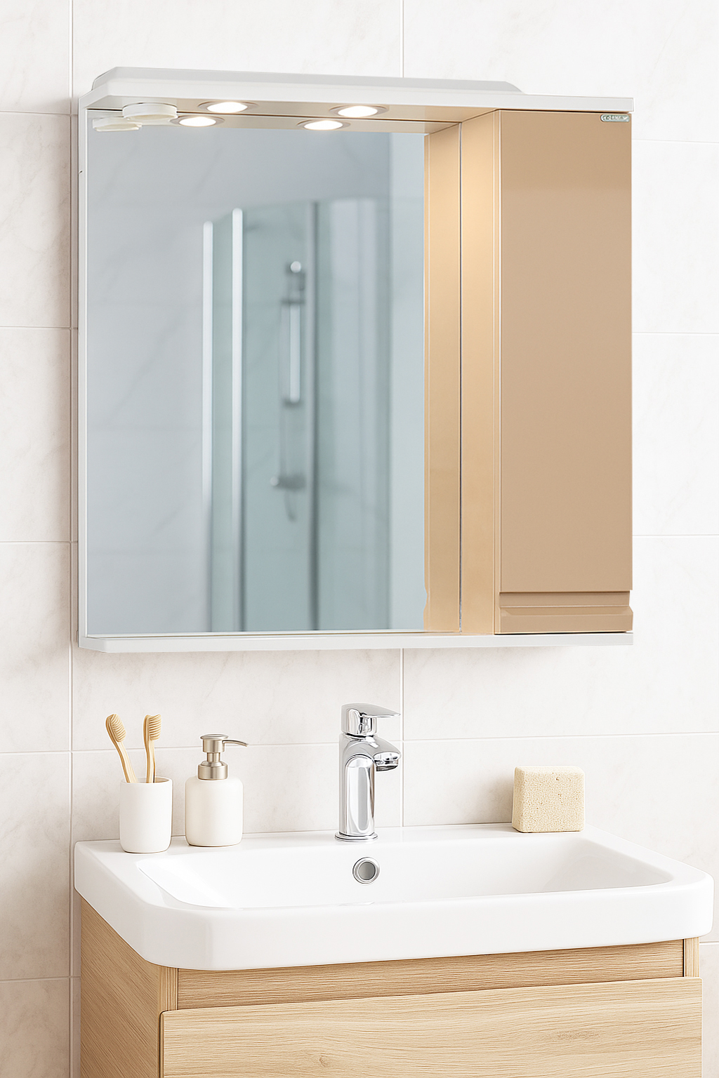 Oglindă MDF, Seria 786, 65cm, Cappuccino