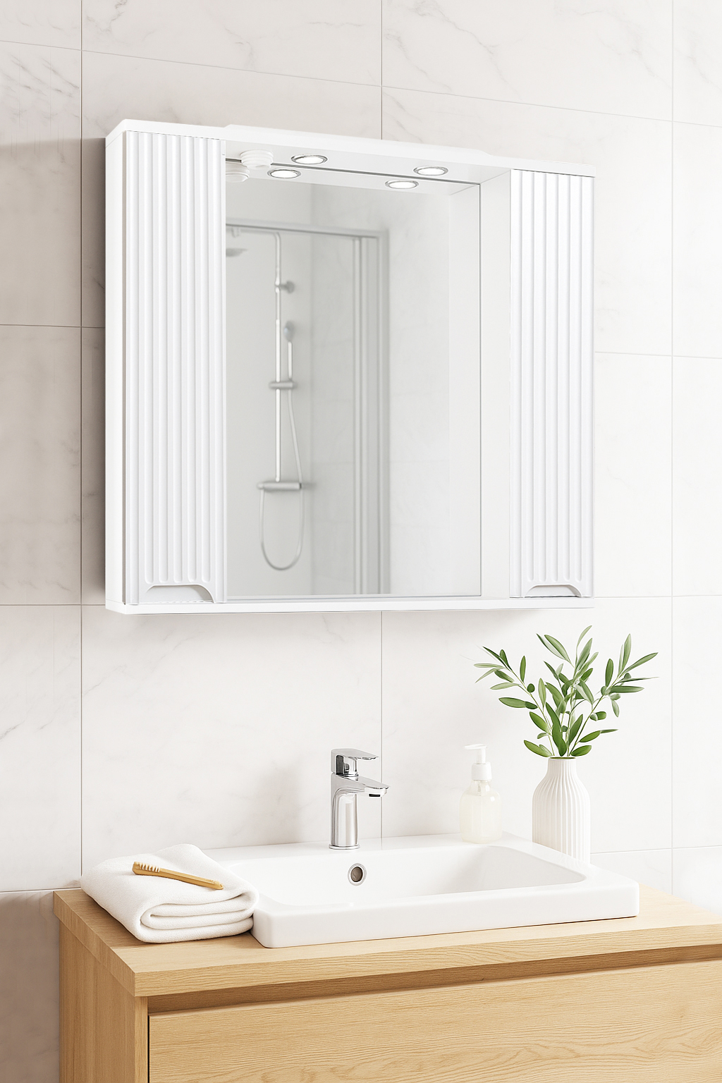 Oglindă MDF, Seria 033, 80cm, Alb