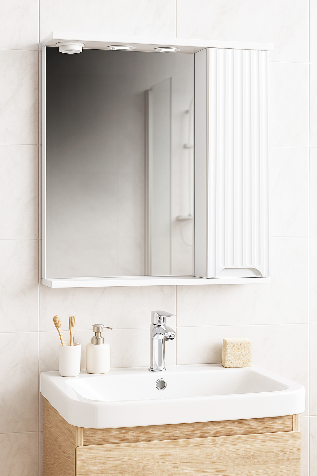 Oglindă MDF, Seria 033, 60cm, Alb