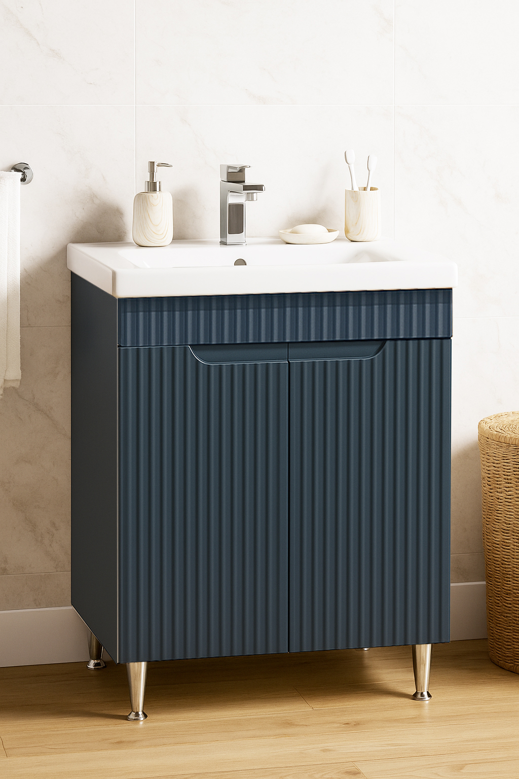 Mobilier Baie MDF și lavoar, Seria 733, 60cm, Antracit