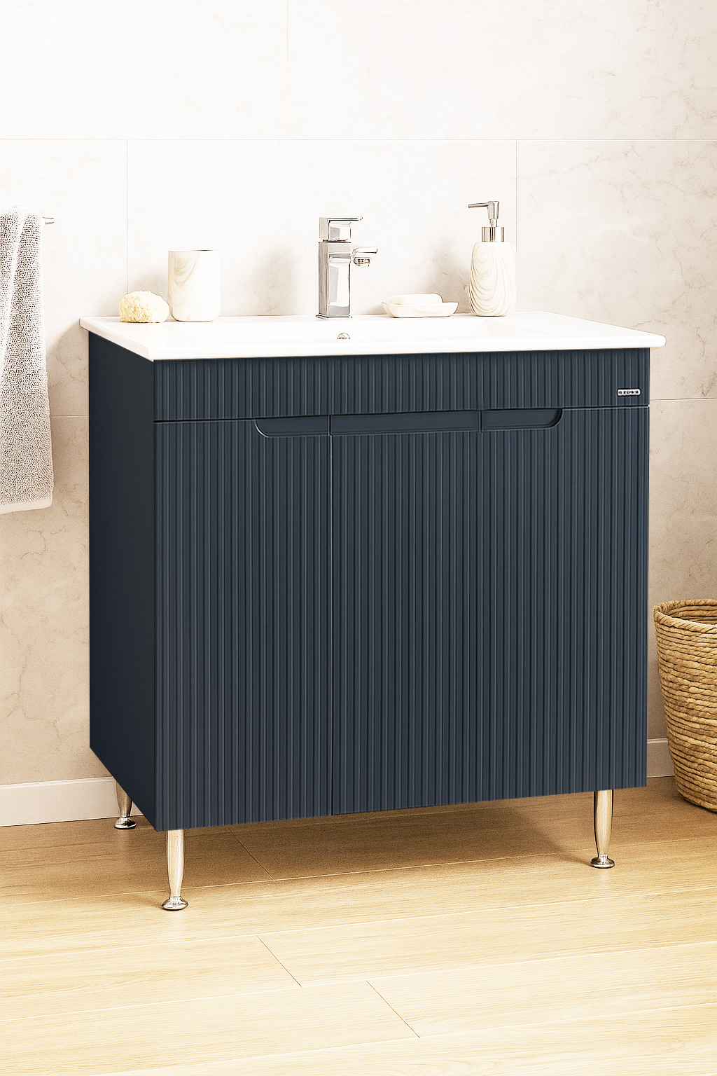 Mobilier Baie MDF și lavoar, Seria 033, 80cm, Antracit