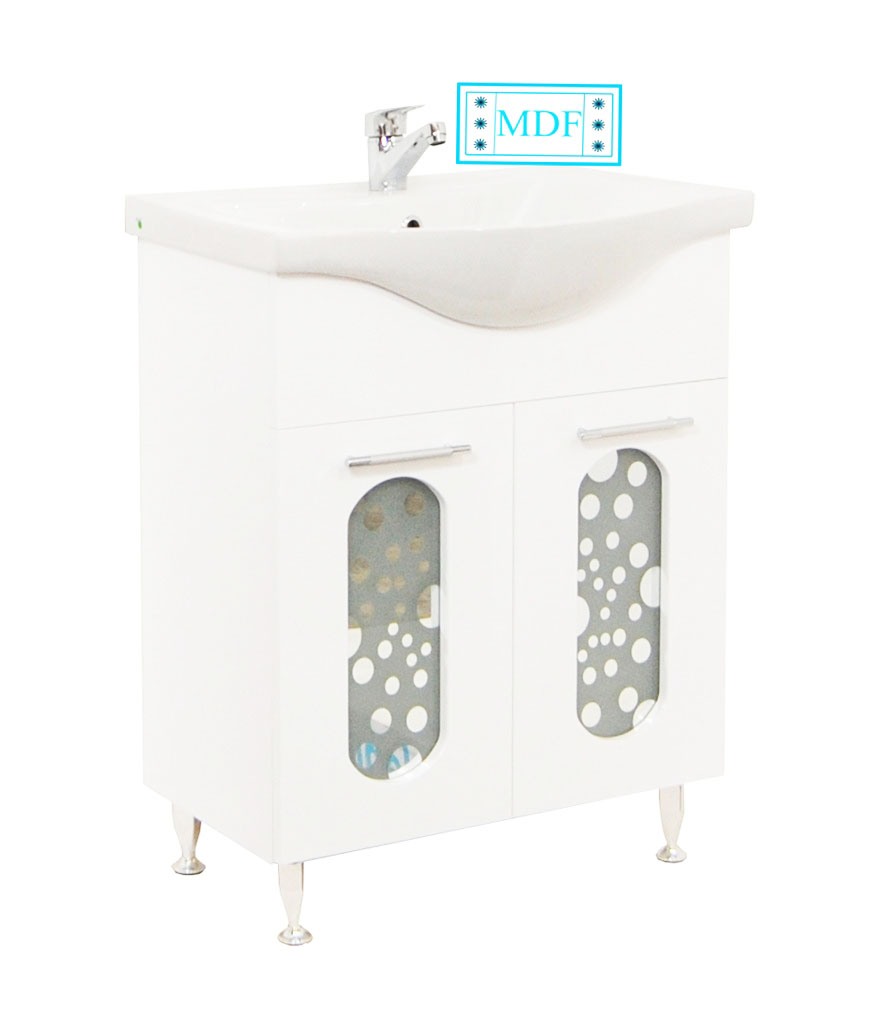 Mobilier Baie MDF și lavoar, Seria 177, 65cm, Alb