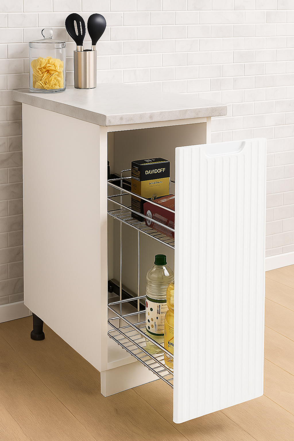 Mobilier bucătărie MDF, Space, Inferior JOLLY, 30cm, Alb Rustic