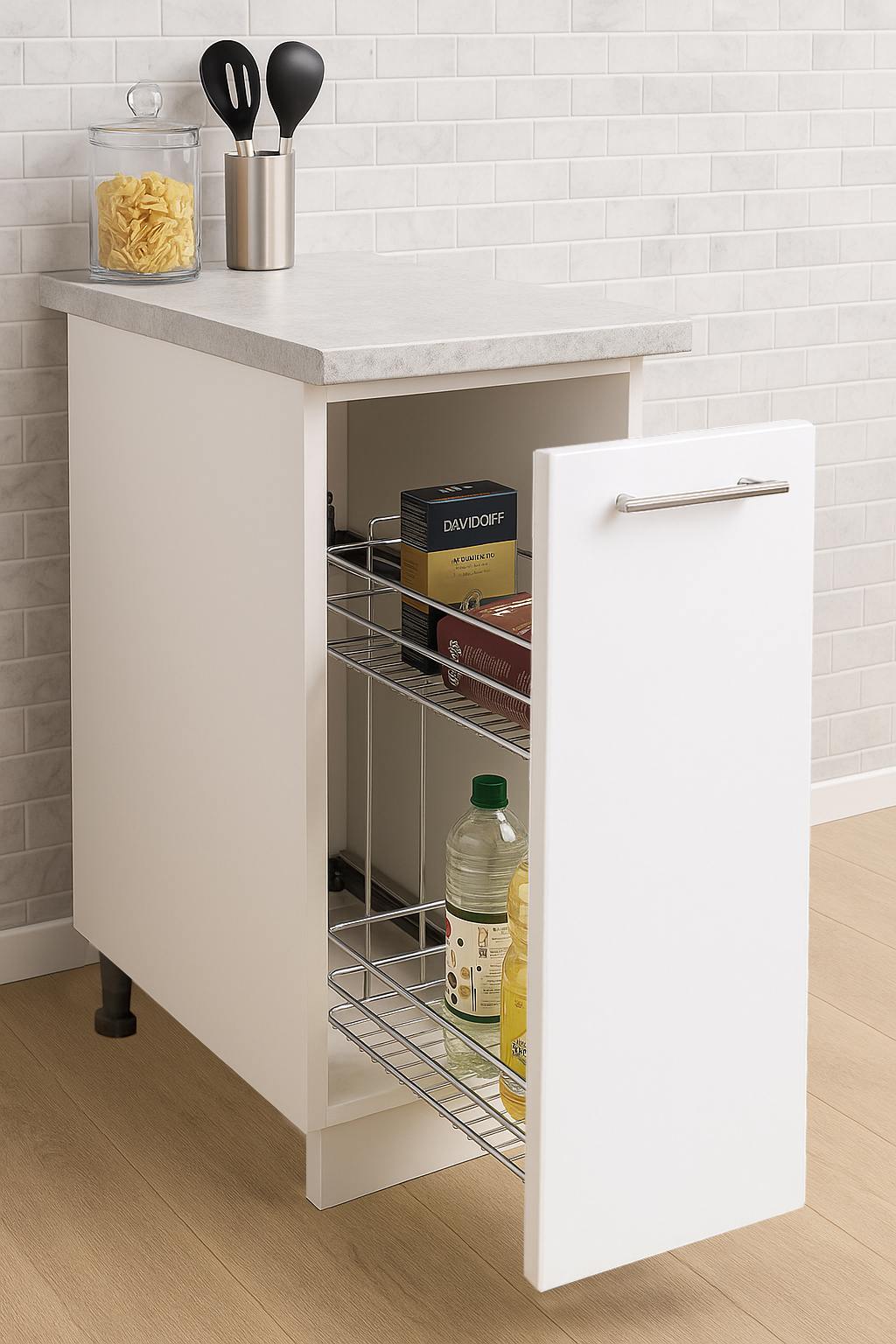 Mobilier bucătărie MDF vopsit ultralucios, Iris, Inferior JOLLY, 30cm, Alb
