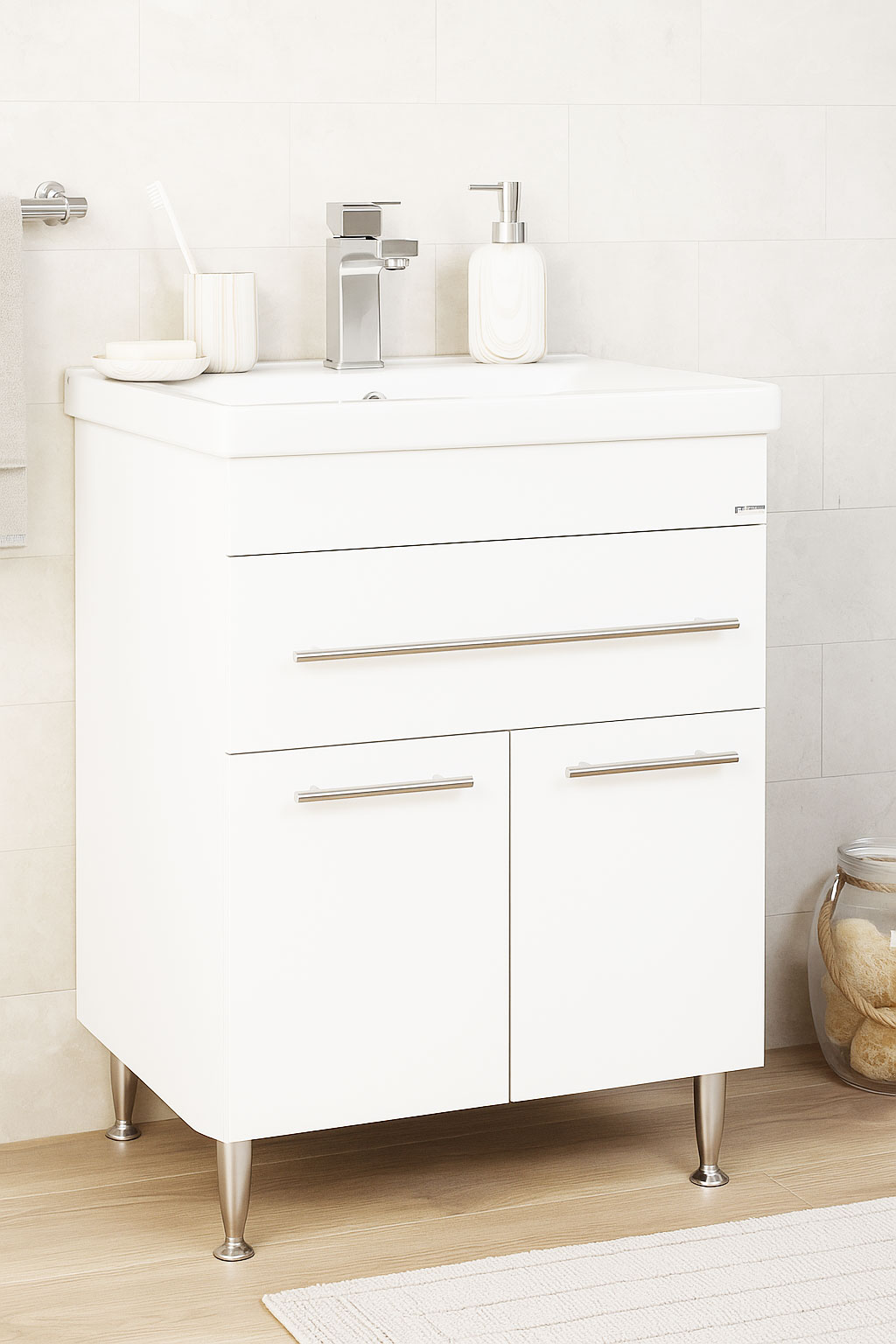 Mobilier Baie și lavoar, Seria 765, 60cm, Alb