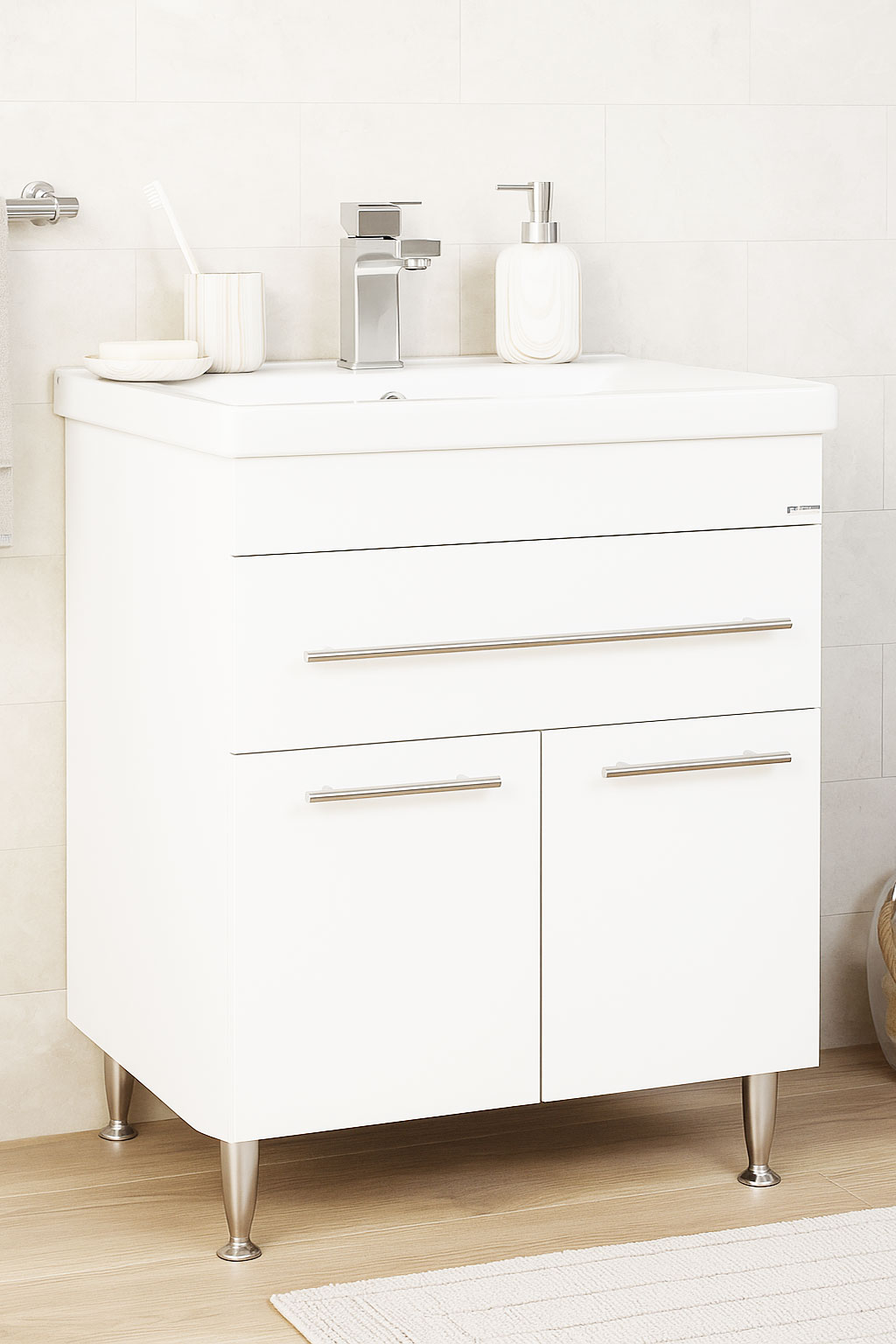 Mobilier Baie și lavoar, Seria 765, 70cm, Alb