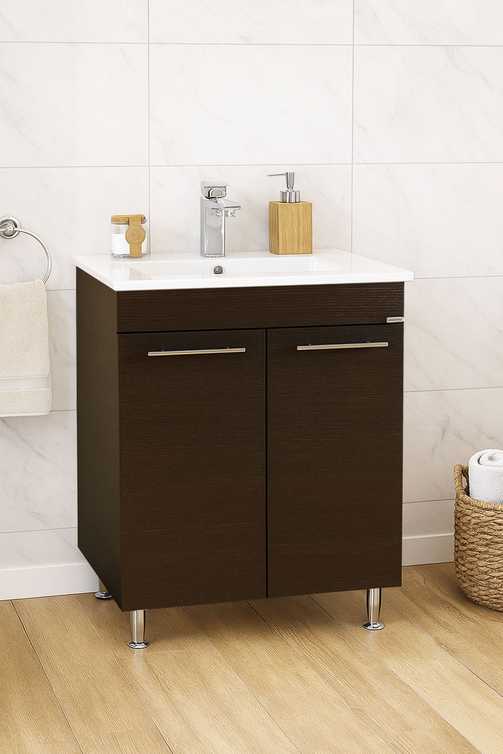 Mobilier Baie MDF și lavoar, Seria 054, 60cm, Wenge