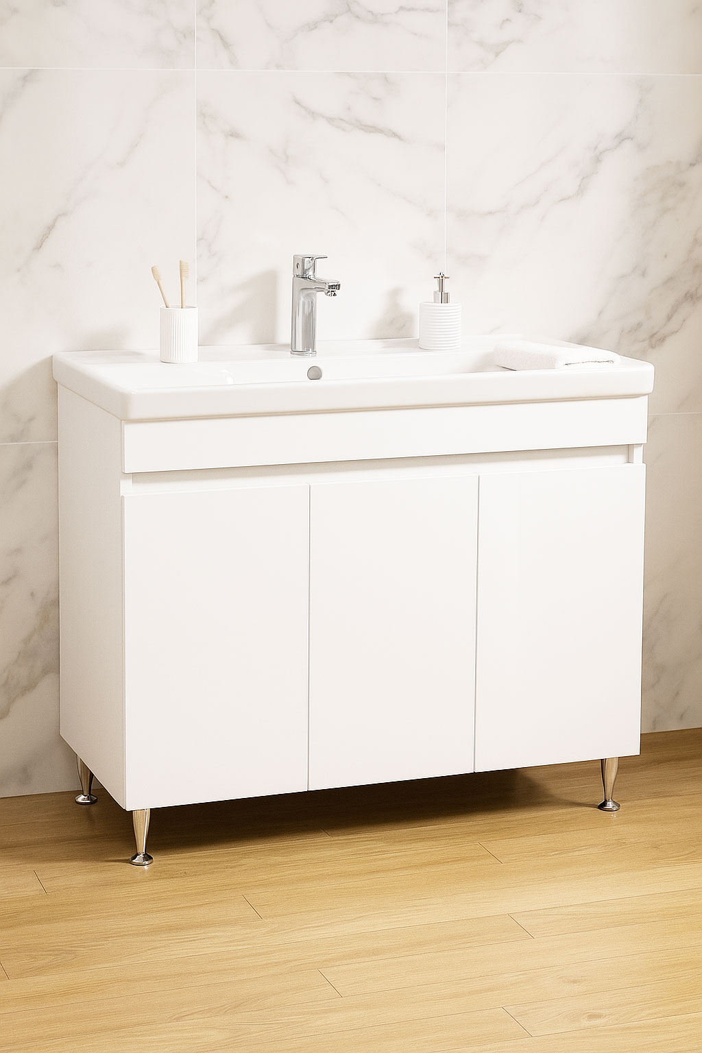 Mobilier Baie MDF și lavoar Seria 286, 80cm, Alb