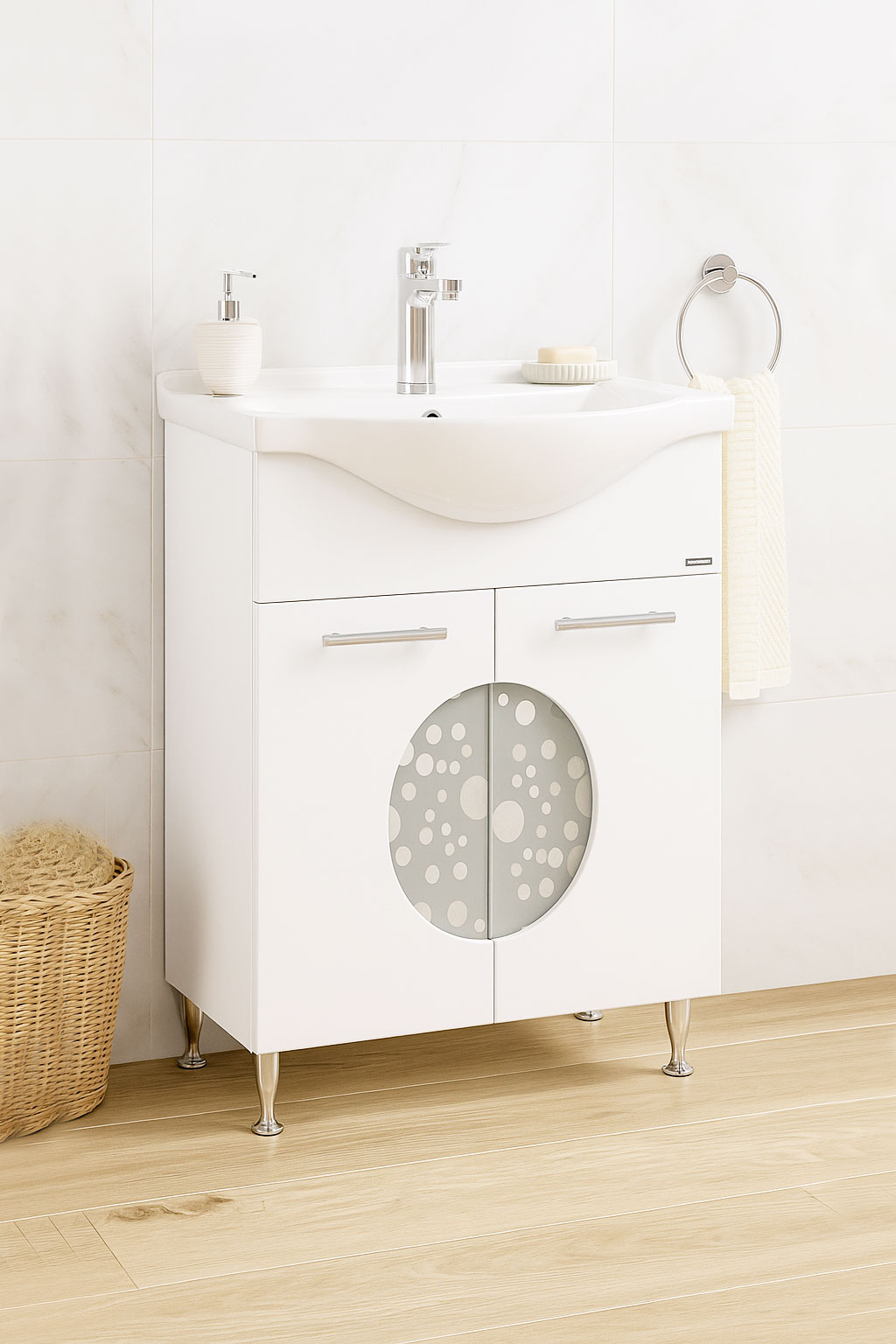 Mobilier Baie și lavoar, Seria 178, 55cm, Alb