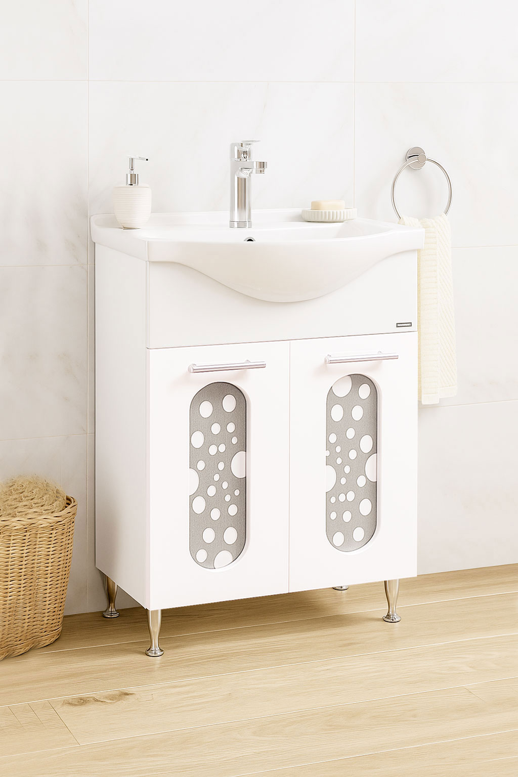 Mobilier Baie și lavoar, Seria 177, 55cm, Alb